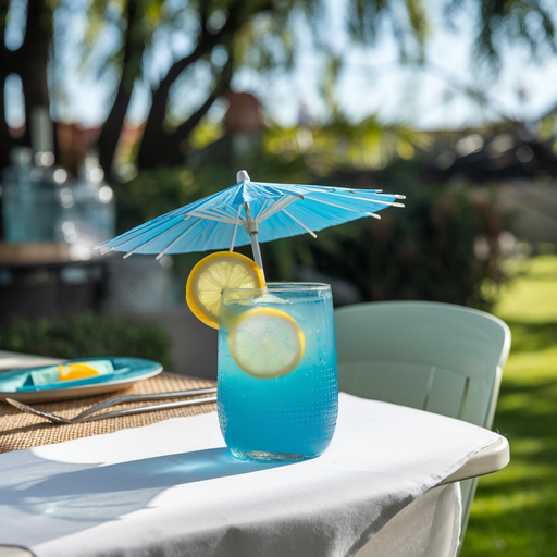 Electric Lemonade served on a patio table with summer vibes.