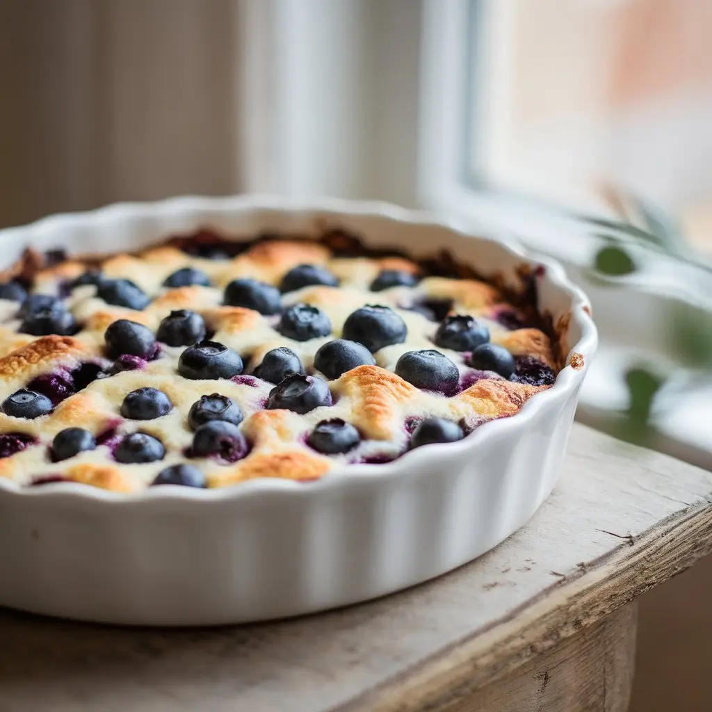 Blueberry Cottage Cheese Breakfast Bake served fresh.